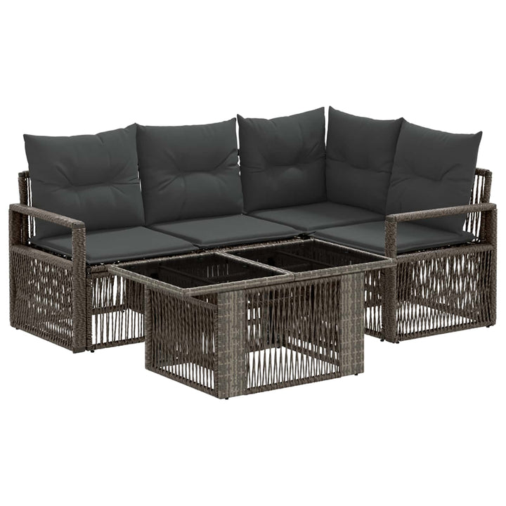 Havesofa Sæt 5 stk. Grå og Mørkegrå polyrattan