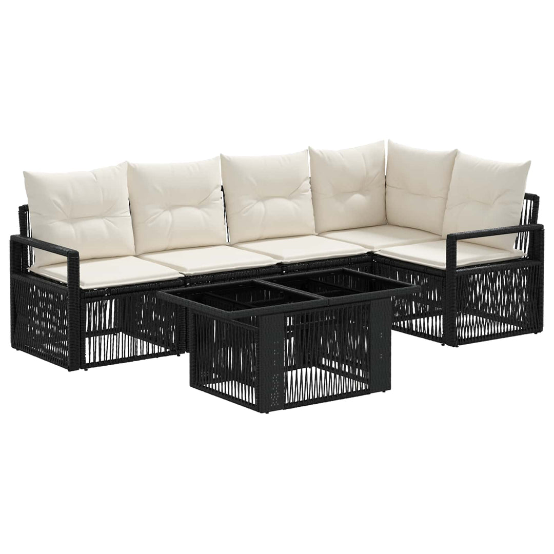 Havesofa Sæt 6 stk. Sort og Cremehvid polyrattan