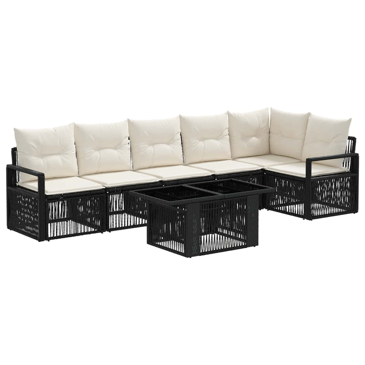 Havesofa Sæt 7 stk. Sort og Cremehvid polyrattan