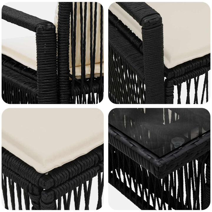 Havesofa Sæt 8 stk. Sort og Cremehvid polyrattan