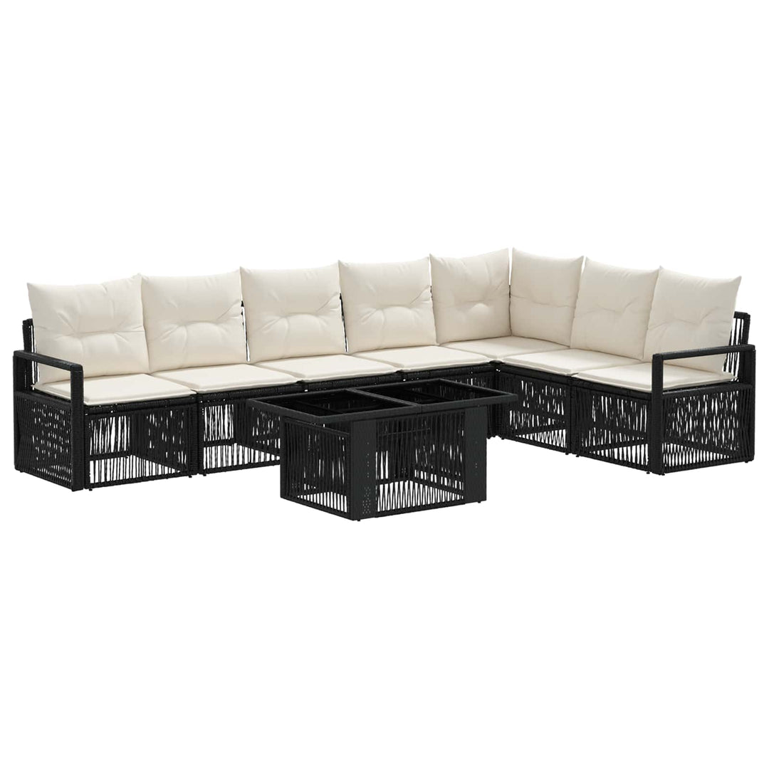 Havesofa Sæt 8 stk. Sort og Cremehvid polyrattan