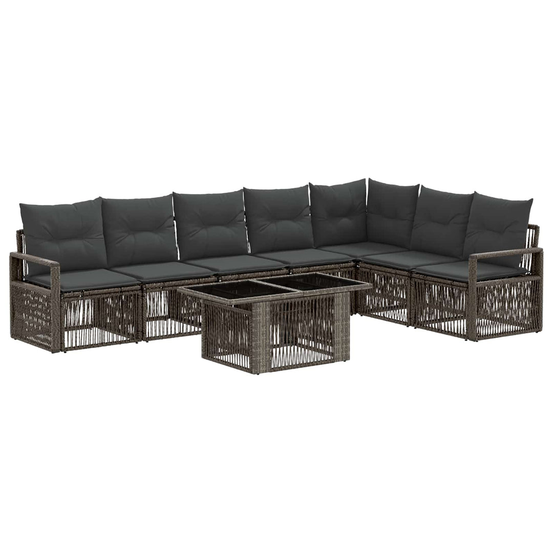 Havesofa Sæt 8 stk. Grå og Mørkegrå polyrattan
