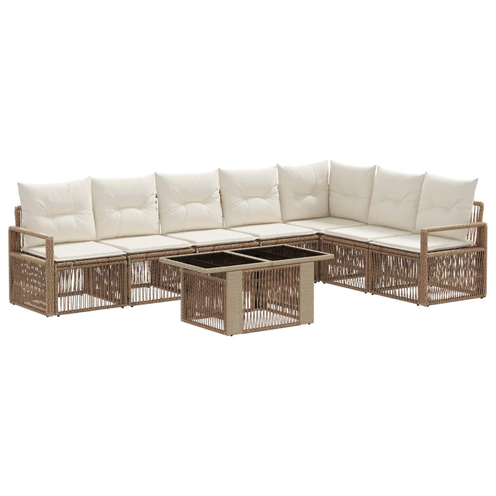 Havesofa Sæt 8 stk. Beige og cremehvid polyrattan