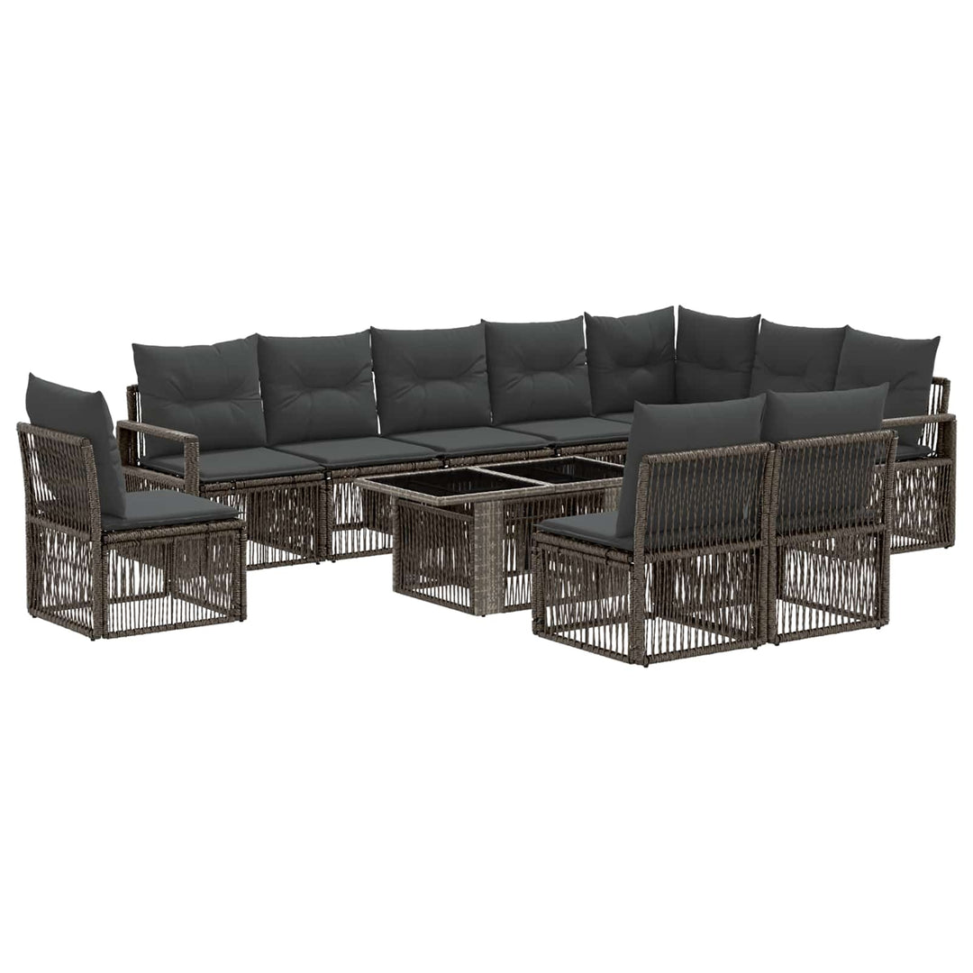 Havesofa Sæt 11 stk. Grå og Mørkegrå polyrattan