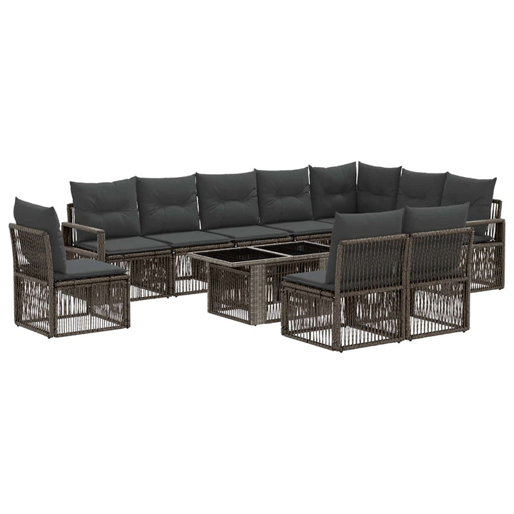 Havesofa Sæt 11 stk. Grå og Mørkegrå polyrattan