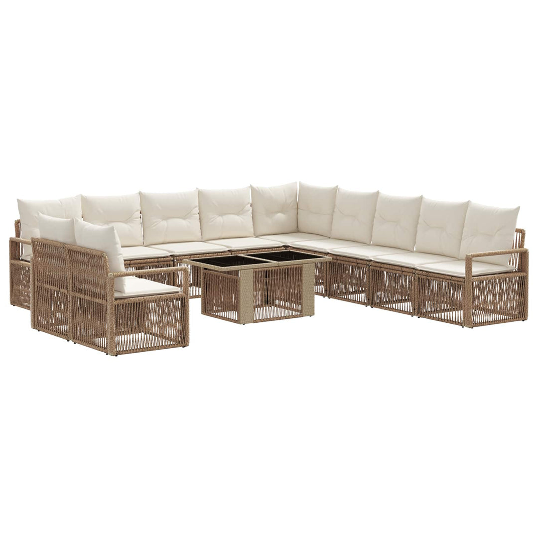 Havesofa Sæt 12 stk. Beige og cremehvid polyrattan