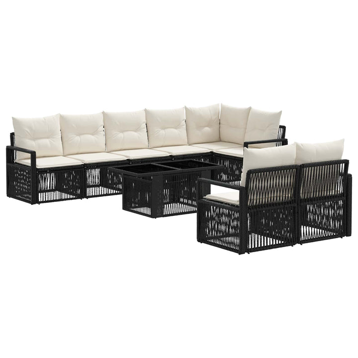 Havesofa Sæt 9 stk. Sort og Cremehvid polyrattan