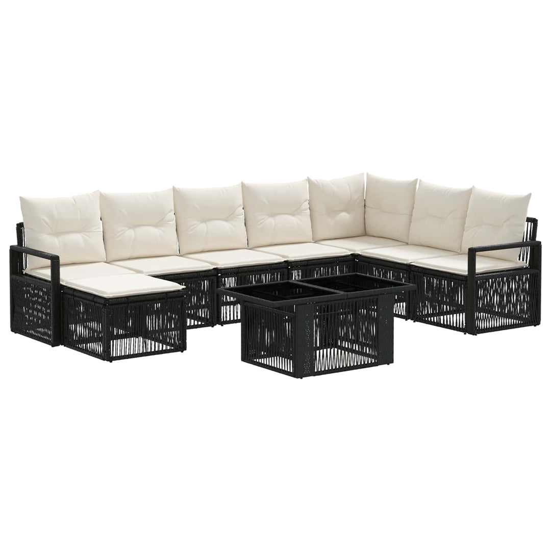 Havesofa Sæt 9 stk. Sort og Cremehvid polyrattan
