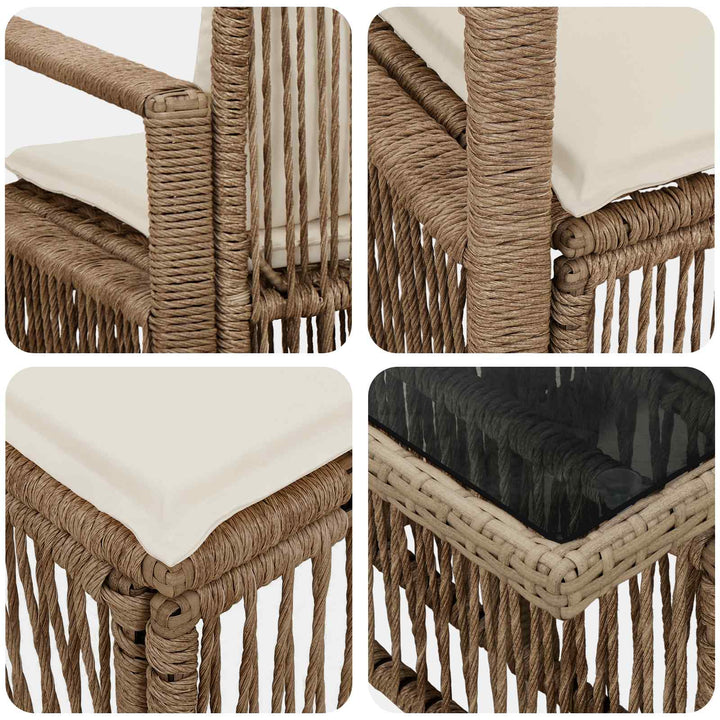 Havesofa Sæt 10 stk. Beige og cremehvid polyrattan