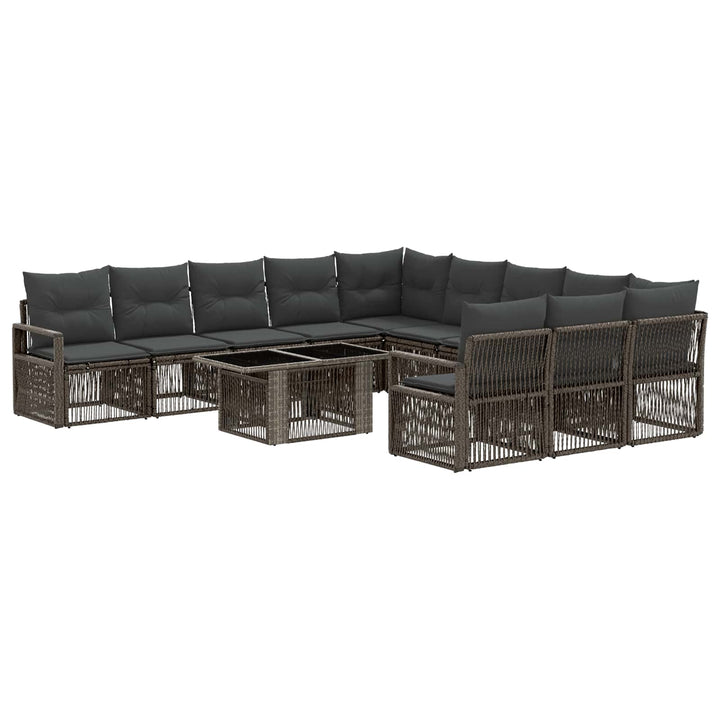 Havesofa Sæt 12 stk. Grå og Mørkegrå polyrattan