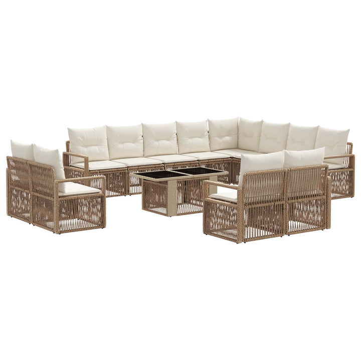 Havesofa Sæt 13 stk. Beige og cremehvid polyrattan