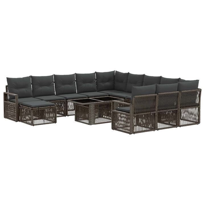 Havesofa Sæt 13 stk. Grå og Mørkegrå polyrattan