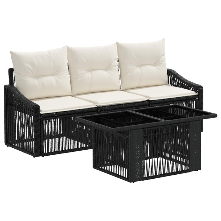 Havesofa Sæt 4 stk. Sort og Cremehvid polyrattan