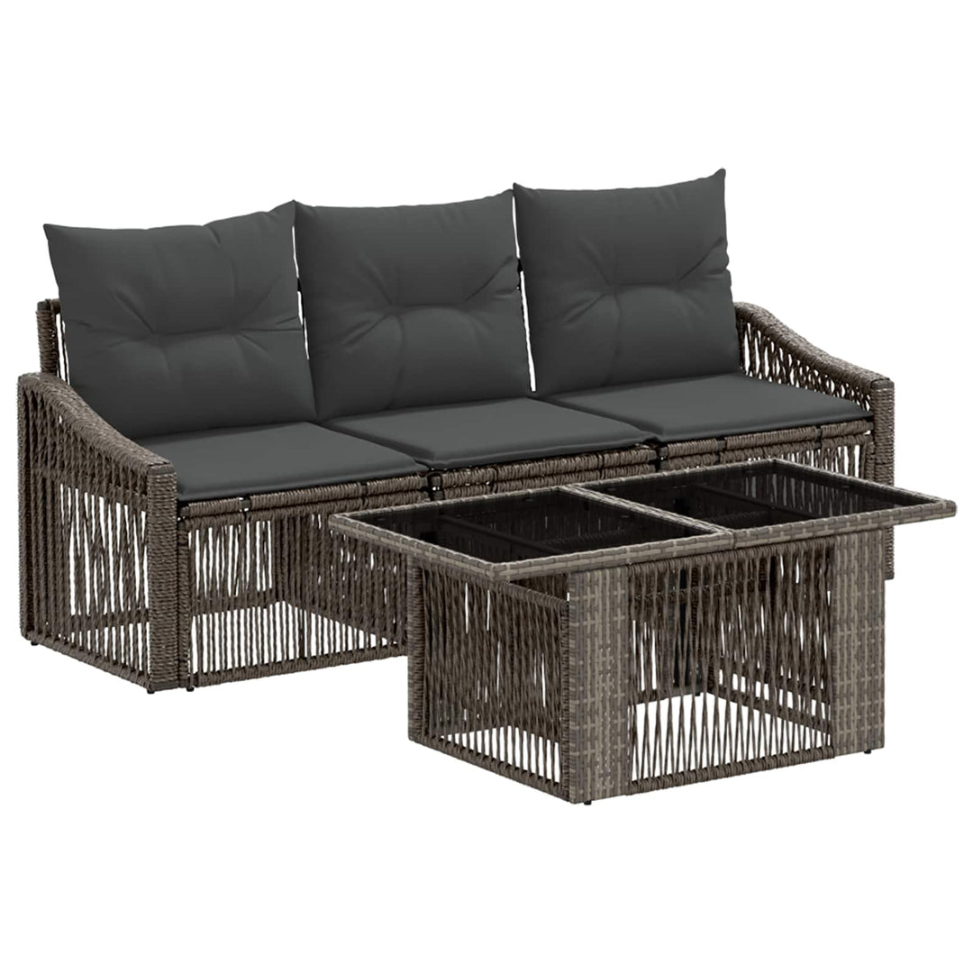 Havesofa Sæt 4 stk. Grå og Mørkegrå polyrattan
