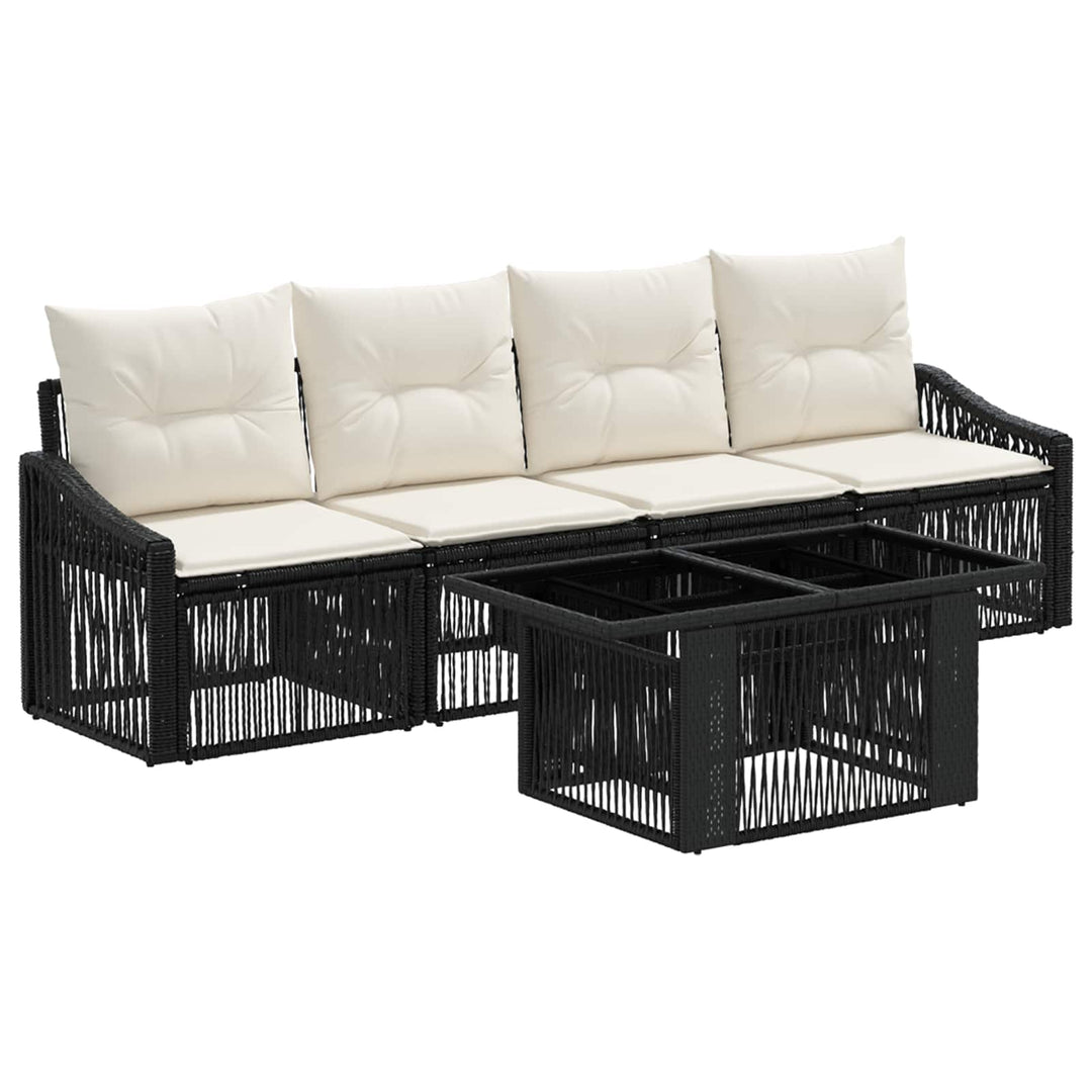 Havesofa Sæt 5 stk. Sort og Cremehvid polyrattan