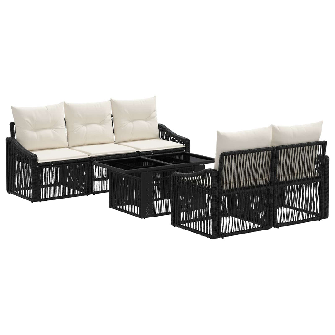 Havesofa Sæt 6 stk. Sort og Cremehvid polyrattan