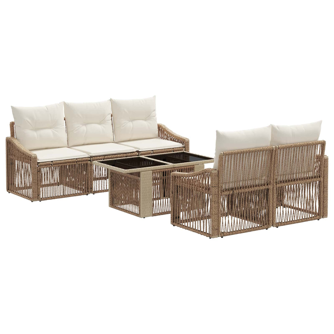 Havesofa Sæt 6 stk. Beige og cremehvid polyrattan