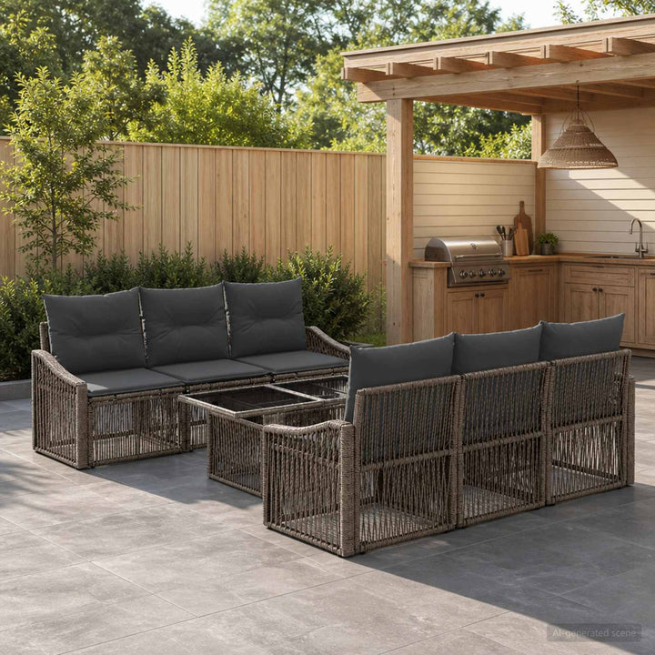 Havesofa Sæt 7 stk. Grå og Mørkegrå polyrattan