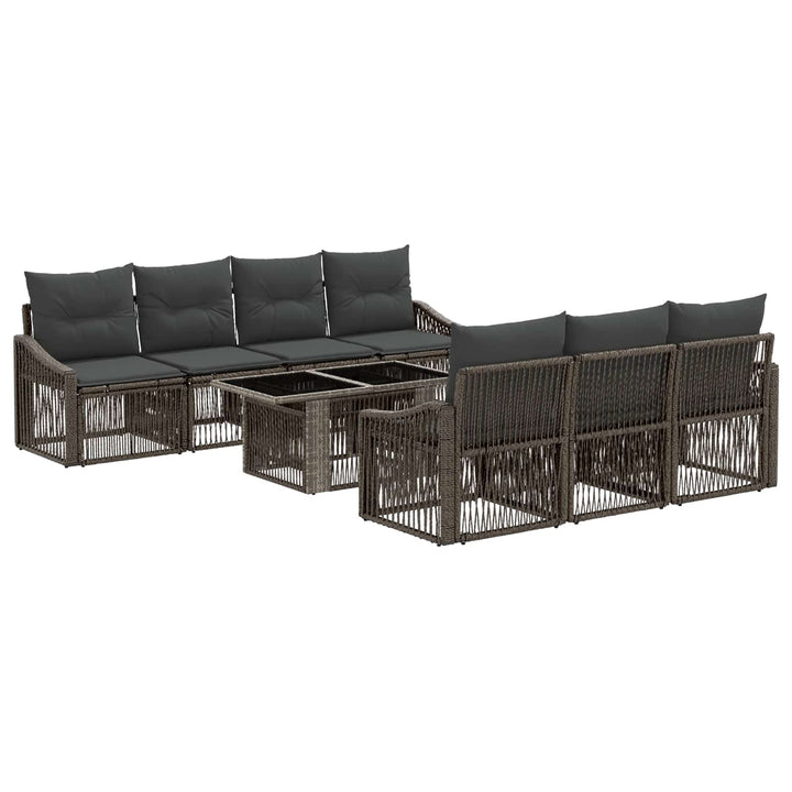 Havesofa Sæt 8 stk. Grå og Mørkegrå polyrattan