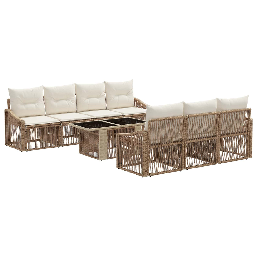 Havesofa Sæt 8 stk. Beige og cremehvid polyrattan