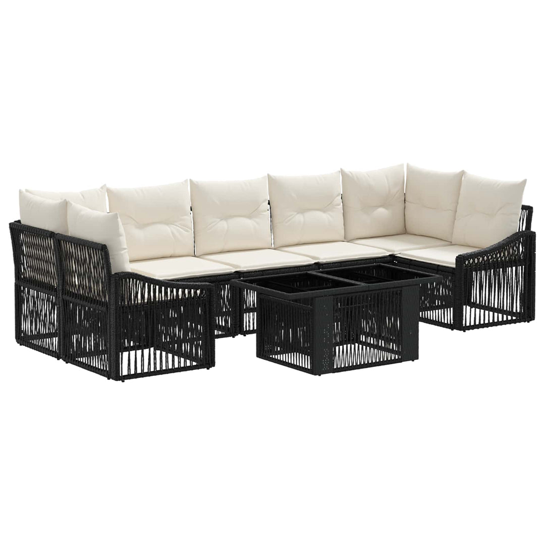 Havesofa Sæt 8 stk. Sort og Cremehvid polyrattan