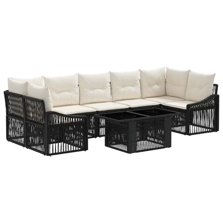 Havesofa Sæt 8 stk. Sort og Cremehvid polyrattan