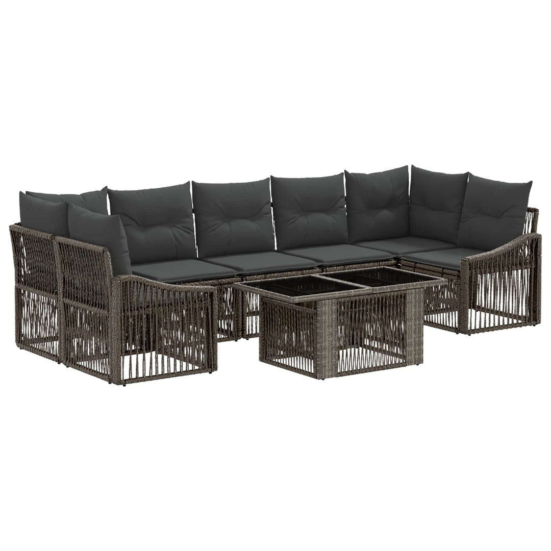 Havesofa Sæt 8 stk. Grå og Mørkegrå polyrattan