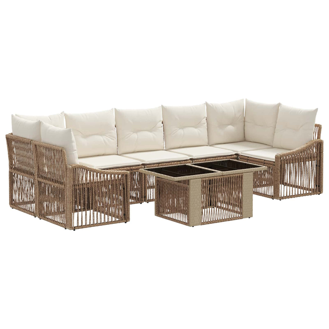 Havesofa Sæt 8 stk. Beige og cremehvid polyrattan