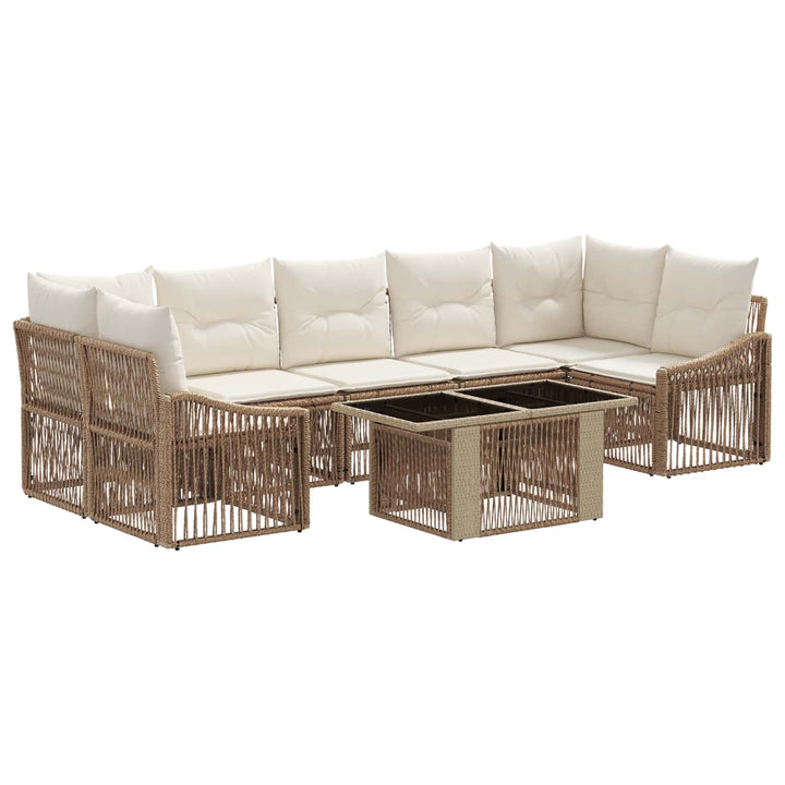 Havesofa Sæt 8 stk. Beige og cremehvid polyrattan