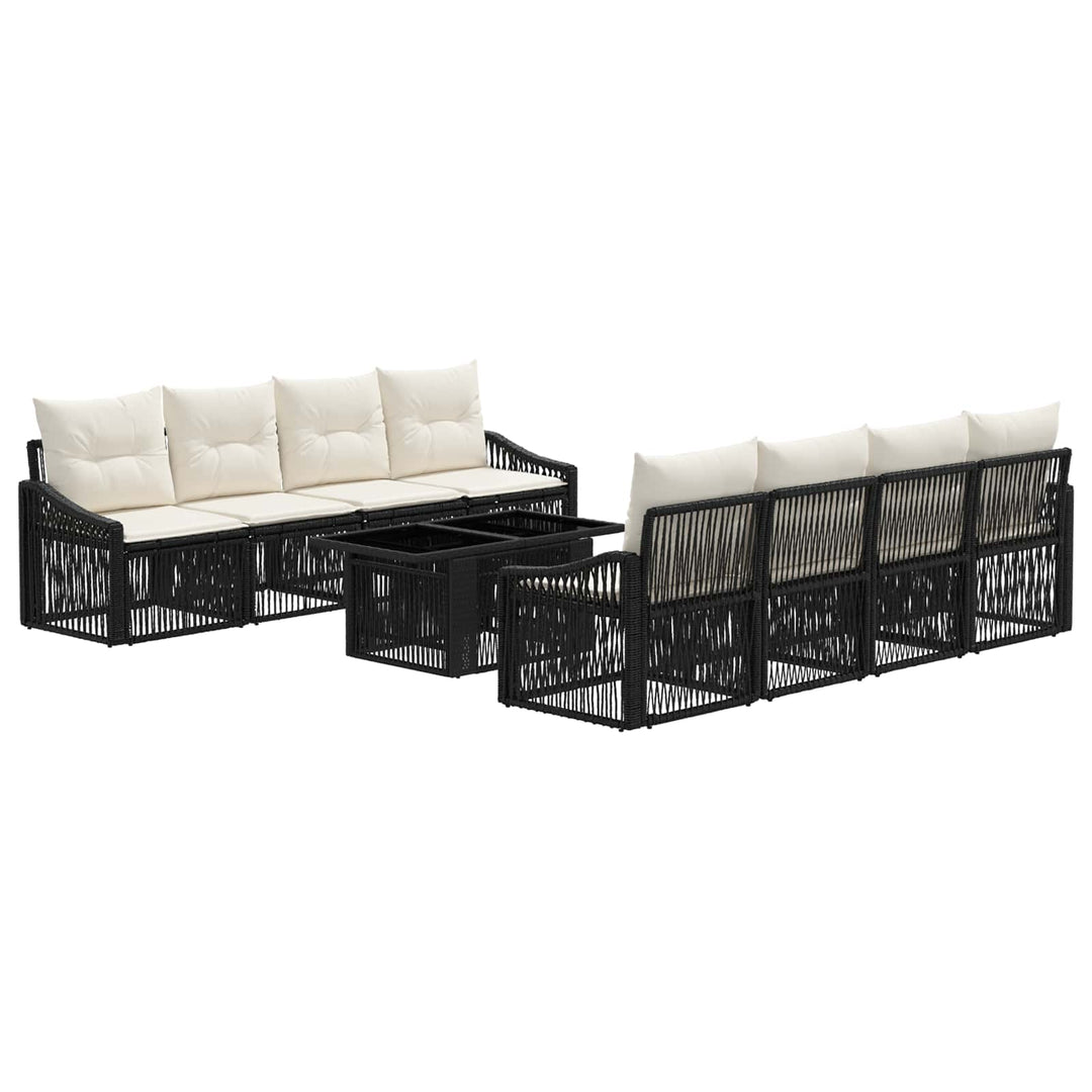 Havesofa Sæt 9 stk. Sort og Cremehvid polyrattan