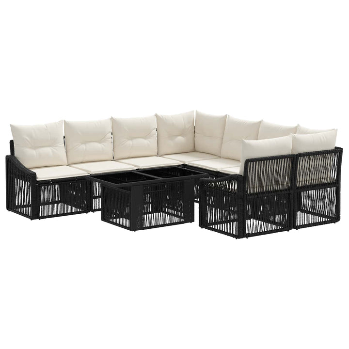Havesofa Sæt 9 stk. Sort og Cremehvid polyrattan