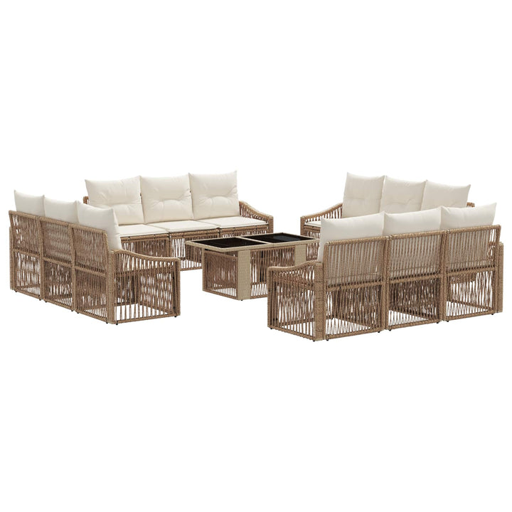 Havesofa Sæt 13 stk. Beige og cremehvid polyrattan