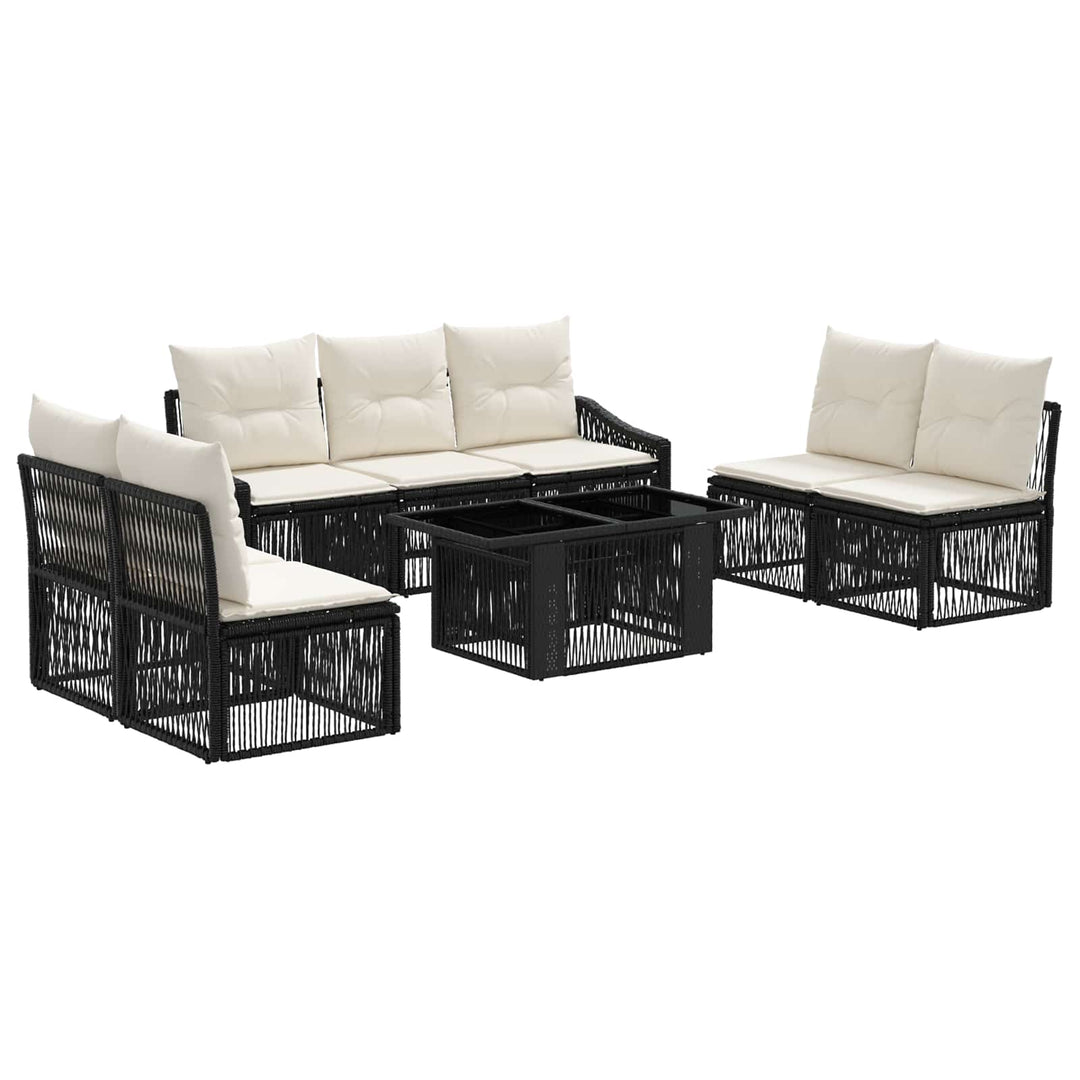Havesofa Sæt 8 stk. Sort og Cremehvid polyrattan