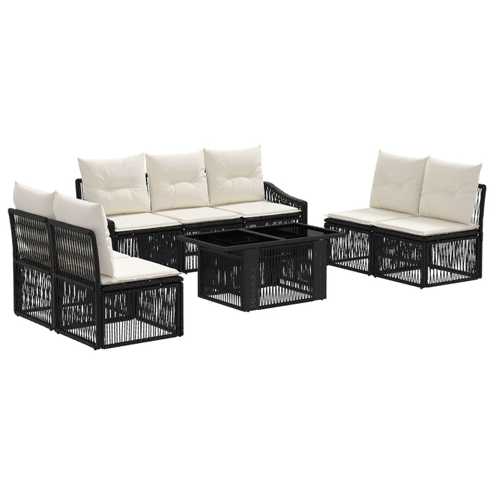 Havesofa Sæt 8 stk. Sort og Cremehvid polyrattan