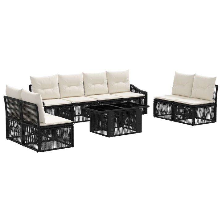 Havesofa Sæt 9 stk. Sort og Cremehvid polyrattan