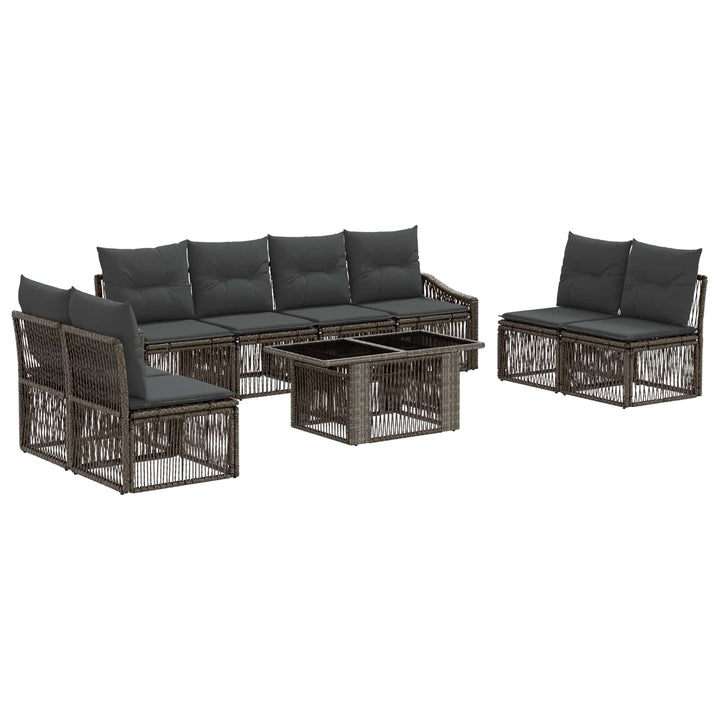 Havesofa Sæt 9 stk. Grå og Mørkegrå polyrattan