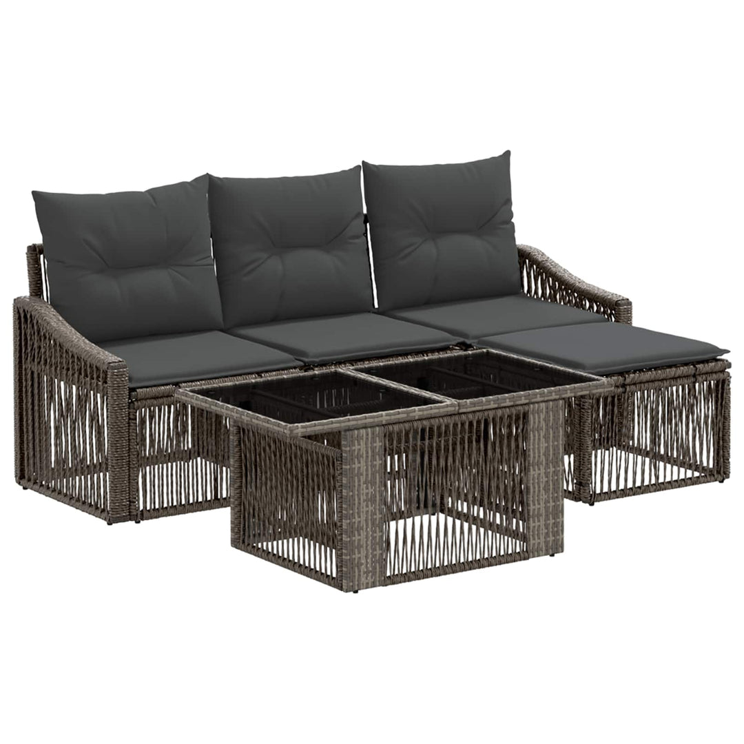 Havesofa Sæt 5 stk. Grå og Mørkegrå polyrattan