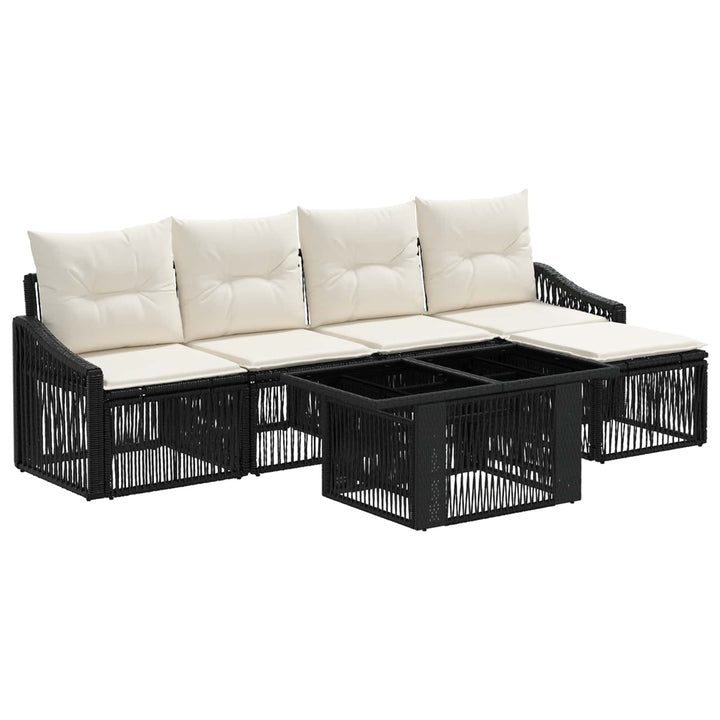 Havesofa Sæt 6 stk. Sort og Cremehvid polyrattan