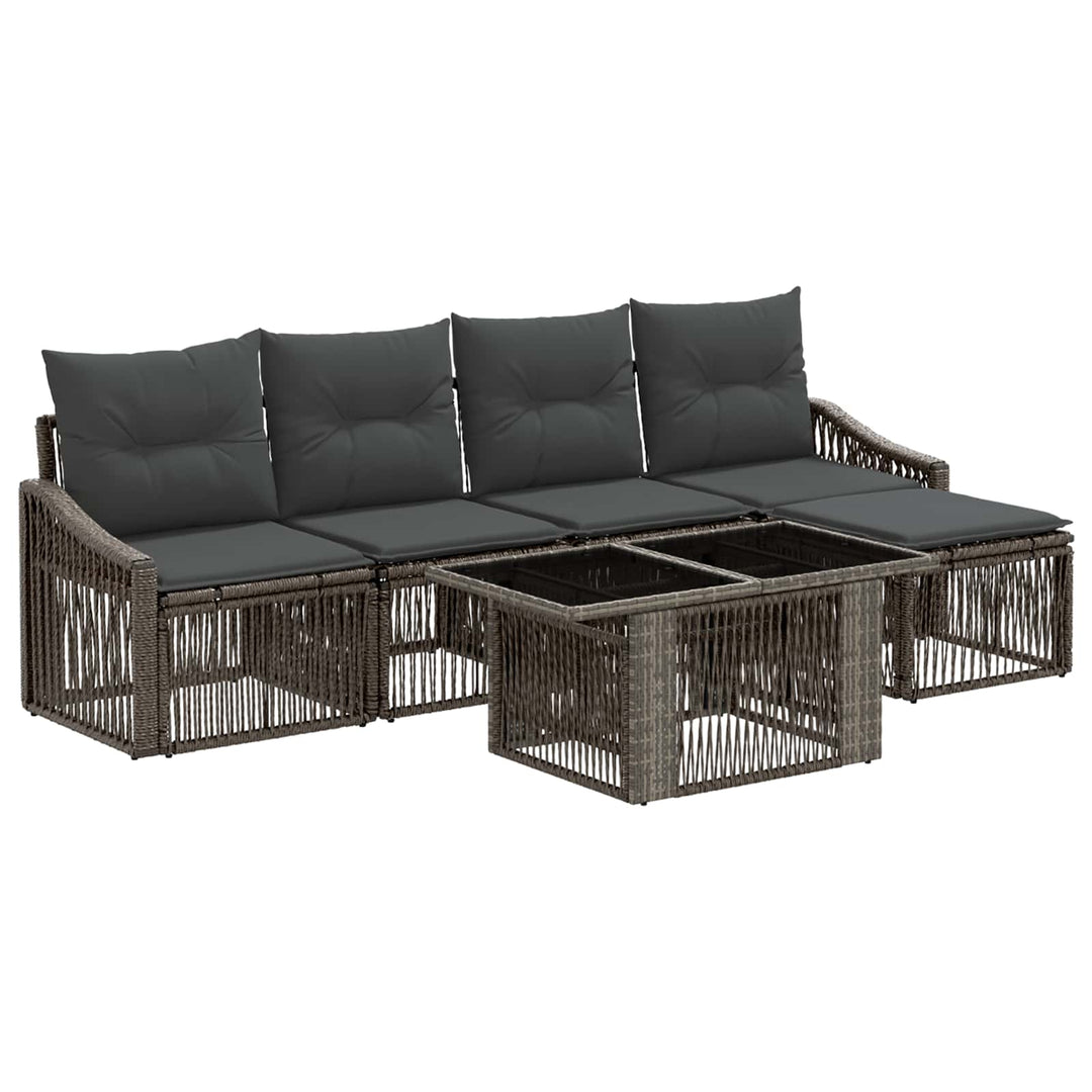 Havesofa Sæt 6 stk. Grå og Mørkegrå polyrattan