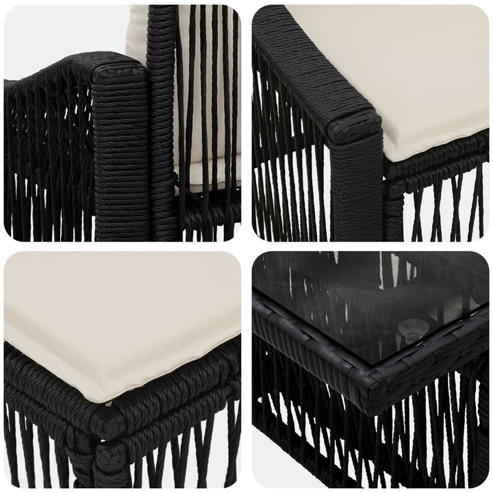 Havesofa Sæt 5 stk. Sort og Cremehvid polyrattan