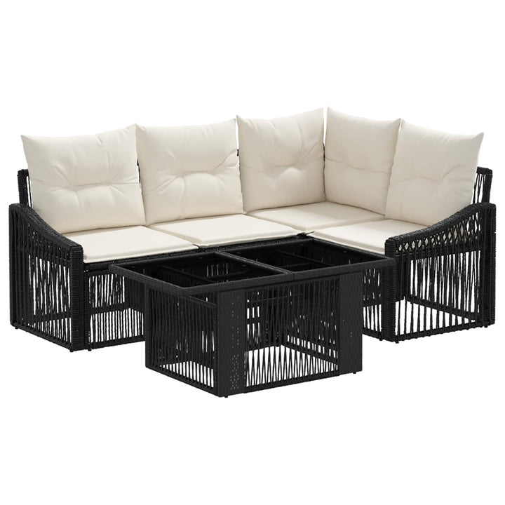 Havesofa Sæt 5 stk. Sort og Cremehvid polyrattan