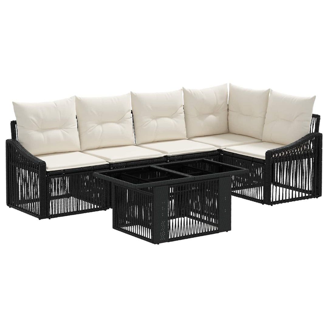 Havesofa Sæt 6 stk. Sort og Cremehvid polyrattan