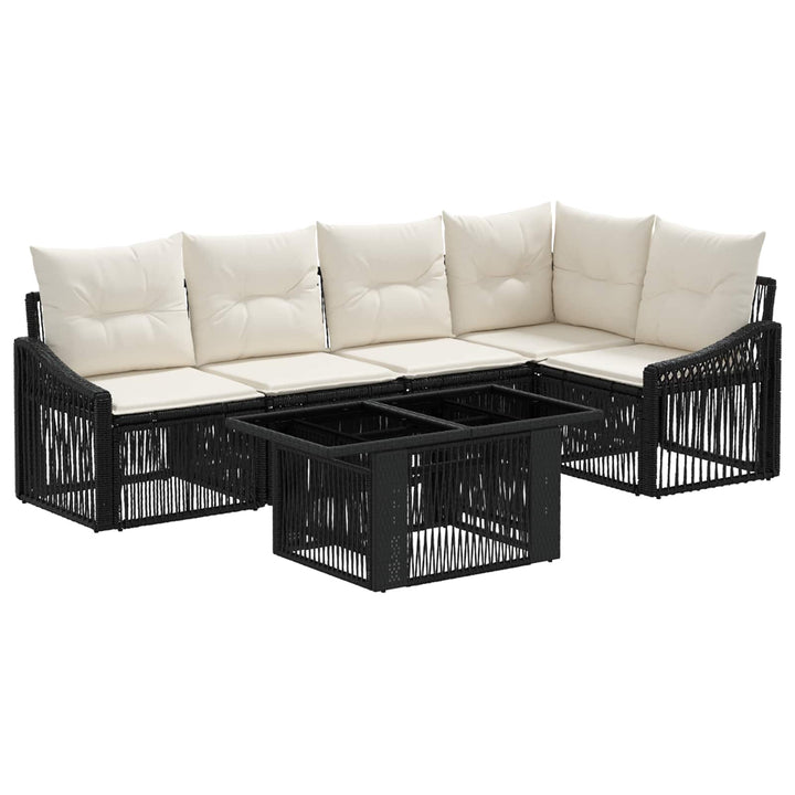 Havesofa Sæt 6 stk. Sort og Cremehvid polyrattan