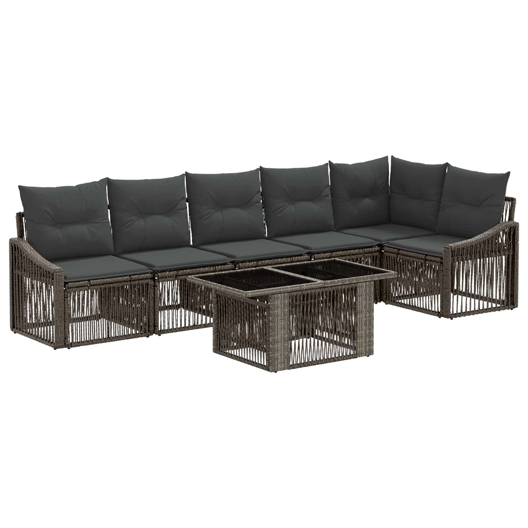 Havesofa Sæt 7 stk. Grå og Mørkegrå polyrattan