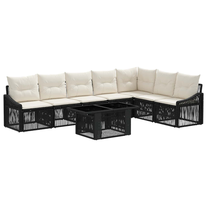 Havesofa Sæt 8 stk. Sort og Cremehvid polyrattan