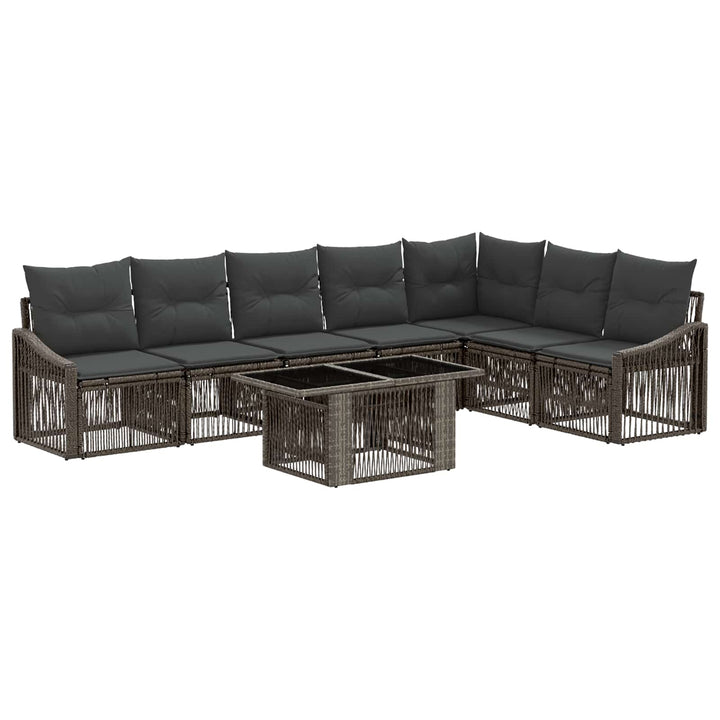 Havesofa Sæt 8 stk. Grå og Mørkegrå polyrattan