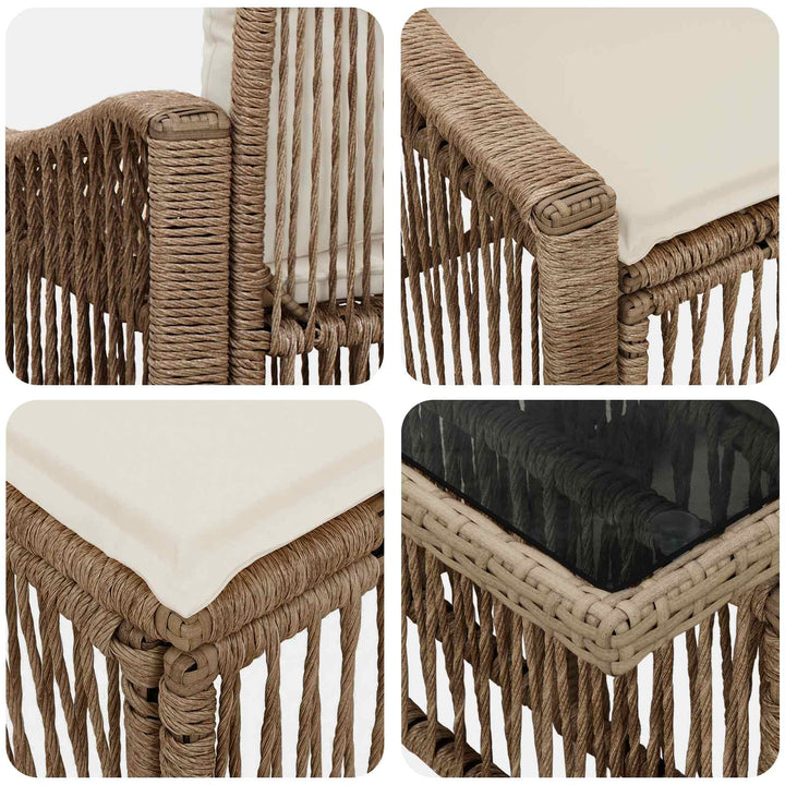 Havesofa Sæt 8 stk. Beige og cremehvid polyrattan
