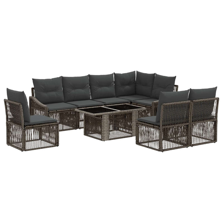 Havesofa Sæt 9 stk. Grå og Mørkegrå polyrattan