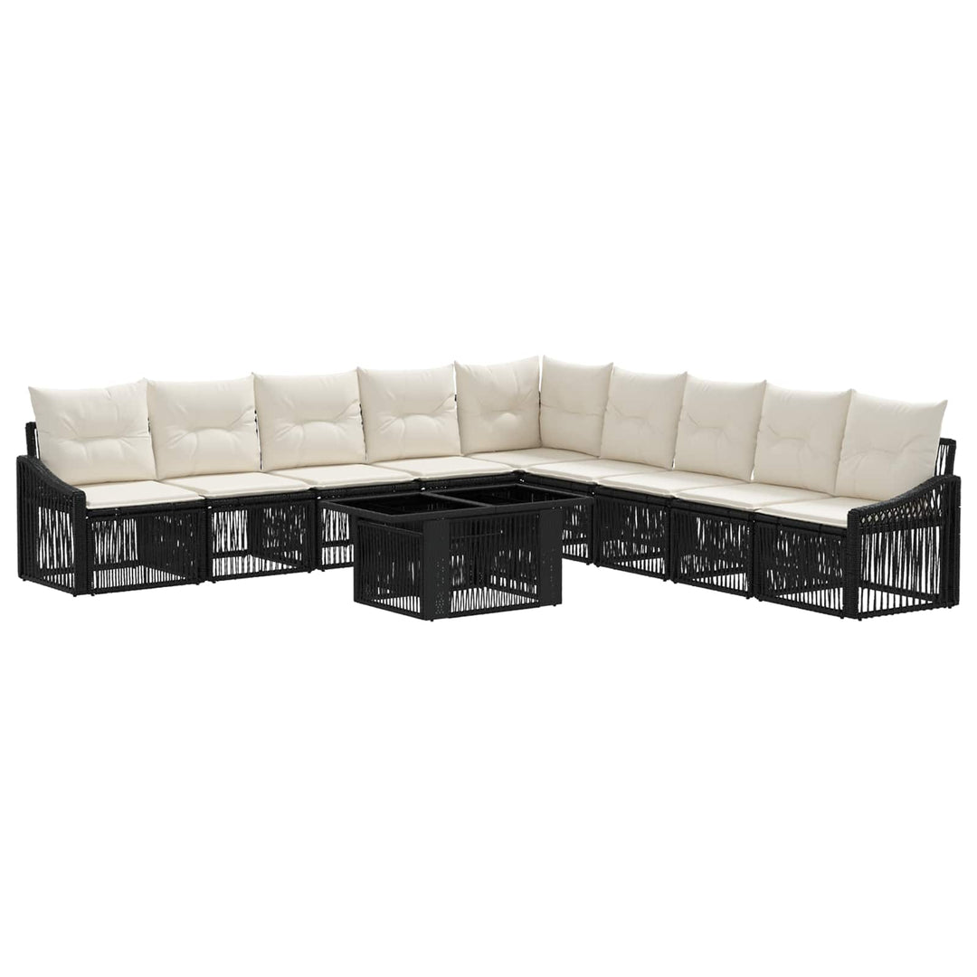 Havesofa Sæt 10 stk. Sort og Cremehvid polyrattan