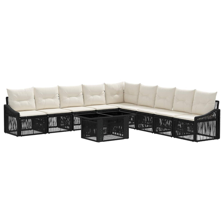 Havesofa Sæt 10 stk. Sort og Cremehvid polyrattan
